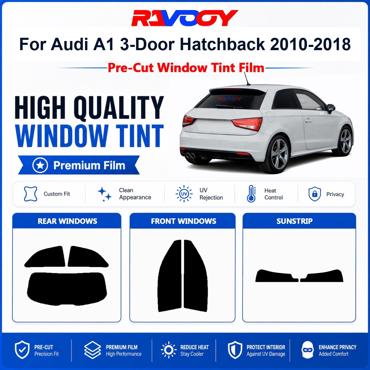 Privacy Screen Protector - Premium voorgeknipte raamfolie voor Audi A1