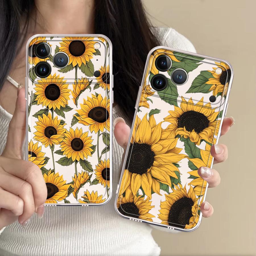 Apple Iphone 16 - Schattig zonnebloempatroon hoesje voor Apple iPhone