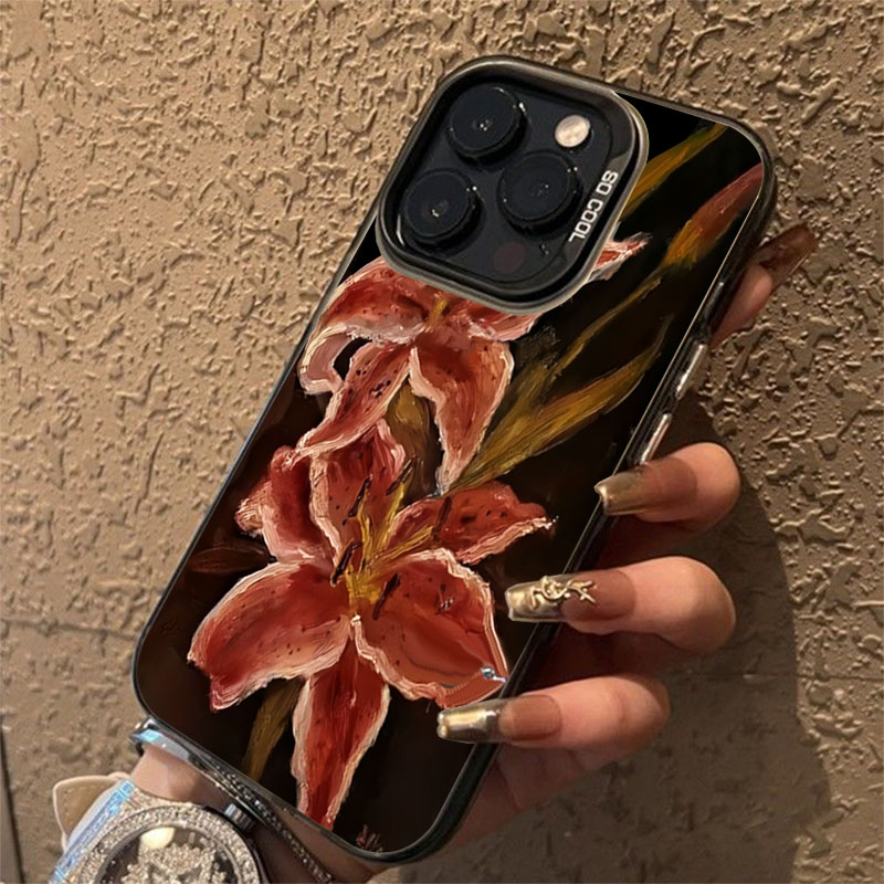 Xiaomi Poco X6 - Olieverfschilderij Lelie Bloem Retro Patroon Telefoonhoesje